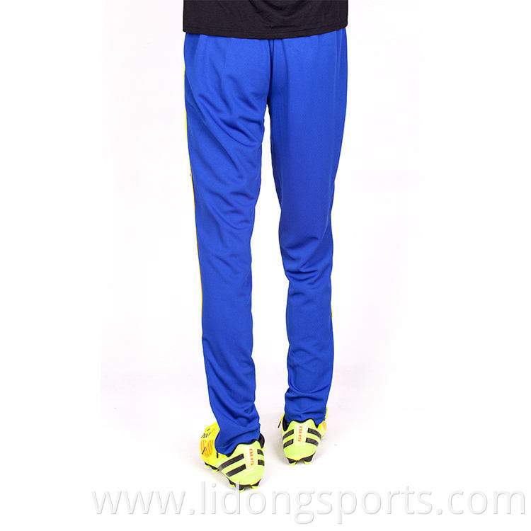 Wholesale mens track pants zipper pocket trousers football training long pants for running